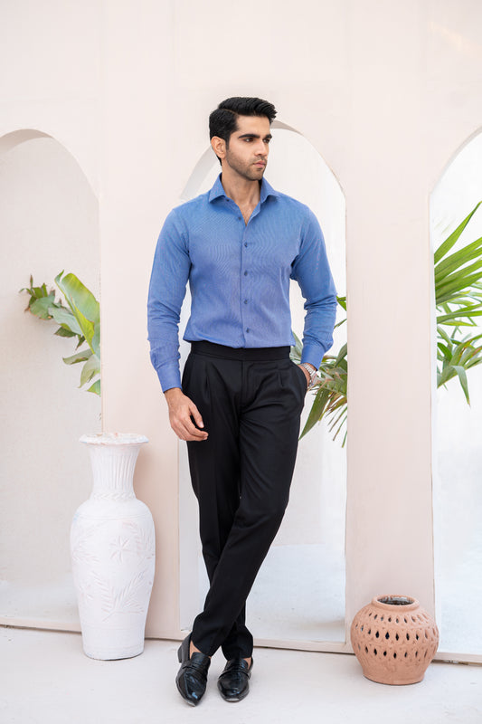 Blue Dobby Cotton Shirt